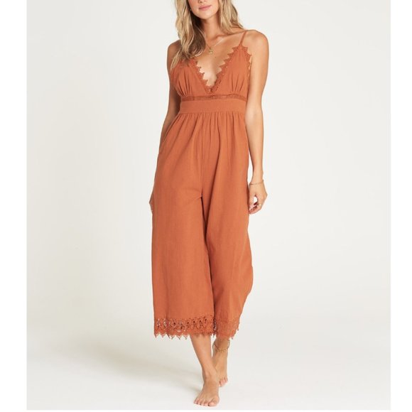 Billabong Lace and Lies Cottagecore Jumpsuit, sz S - Picture 2 of 8
